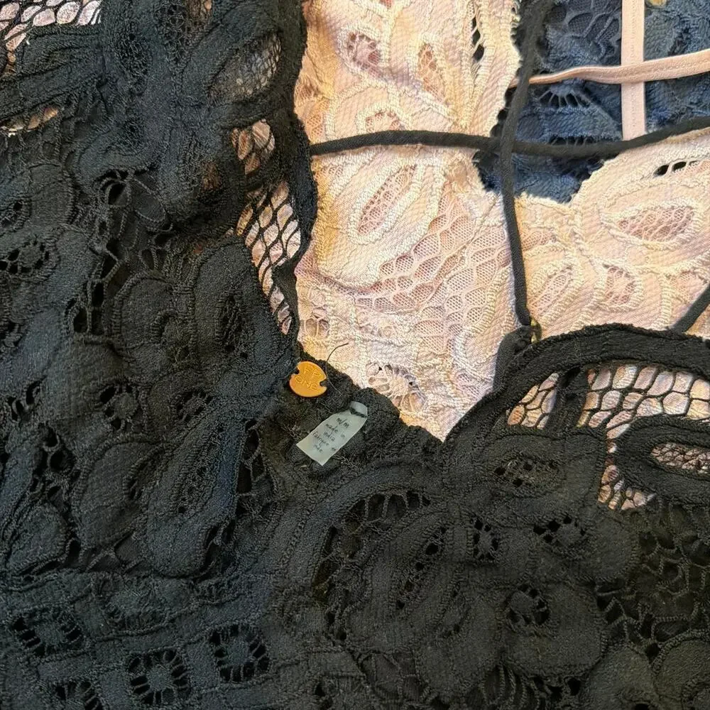 Bundle of 3 lace bralette tank tops in black, navy, and pink
